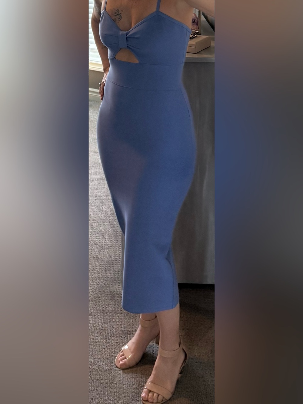 Sleek Blue/Violet Midi Bodycon Dress